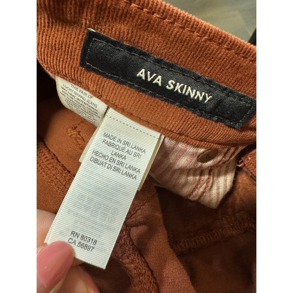 Lucky Brand Ava Skinny Corduroy Pants Brown Rust Orange 4 27 Stretch - Picture 5 of 7